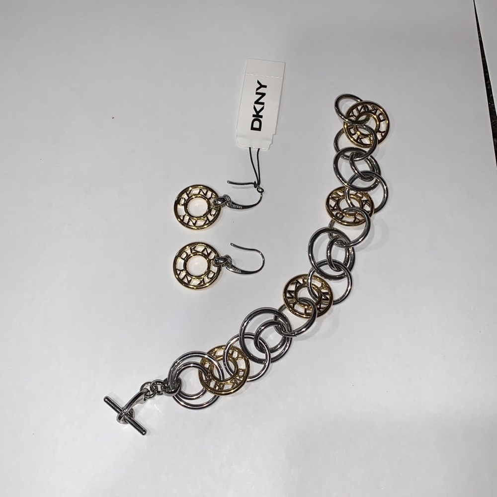 DKNY Bi-color bracelet and earrings set - Picture 6 of 7